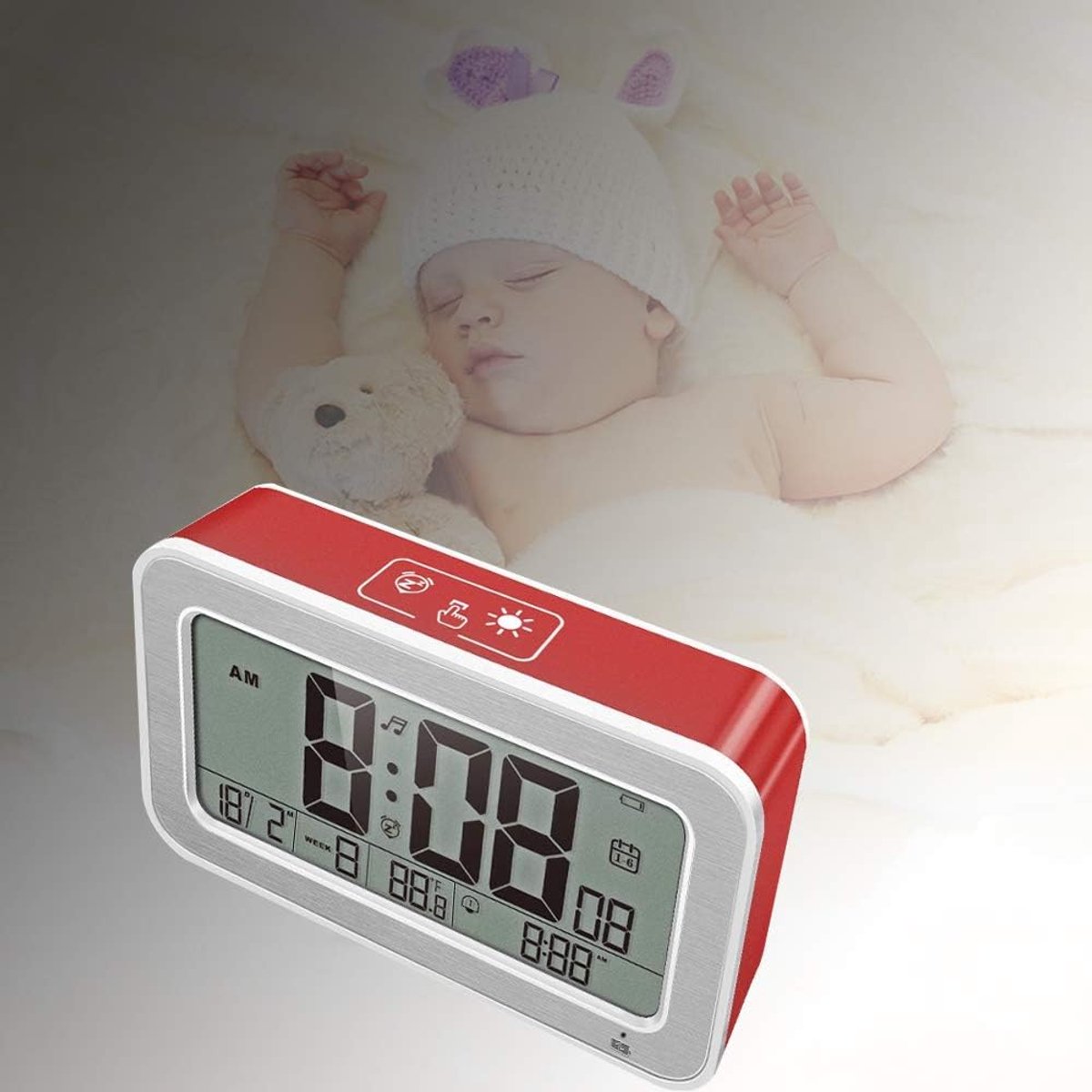 Digitale wekker met grote cijfers - 25 alarmgeluiden - slim licht - ideaal voor kinderen en slaapkamers - ShopVlot