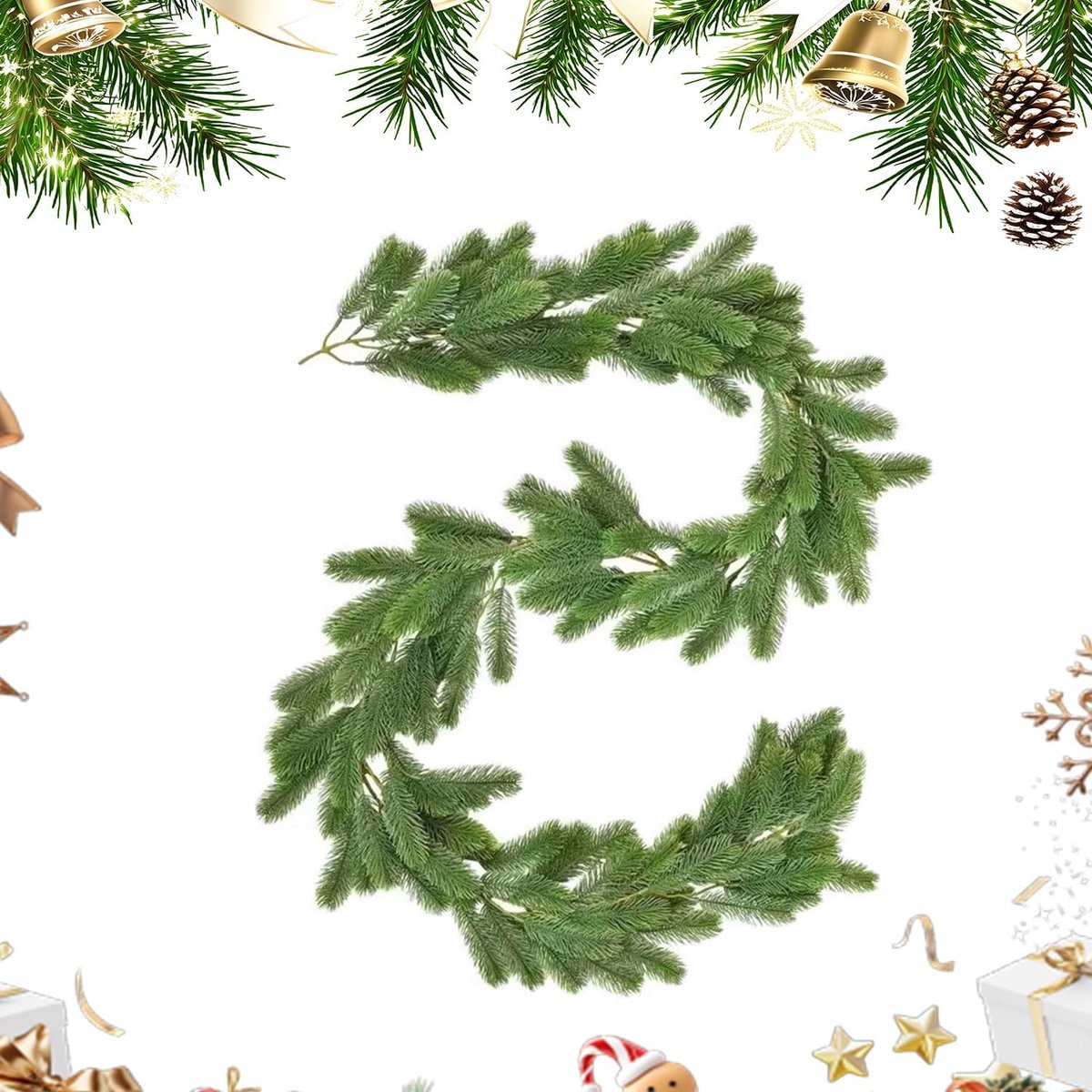 Kerstguirlande 1.8m - Kunststof dennen groen - 204 takken - Creëer een feestelijke sfeer - ShopVlot