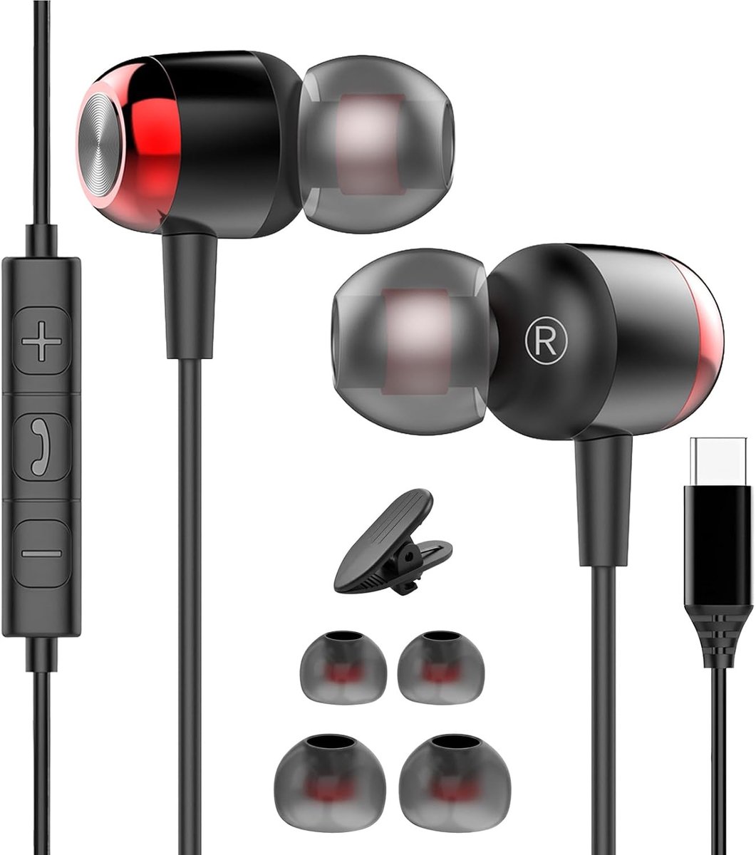USB C hoofdtelefoon met kabel - in-ear oordopjes - brede compatibiliteit - perfecte geluidsweergave - ShopVlot