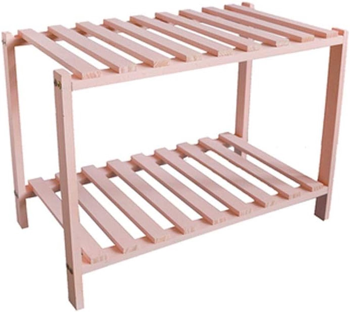 Schoenenrek 2-laags - Houten opslagbank - Roze - Ruimtebesparend voor slaapkamer - ShopVlot