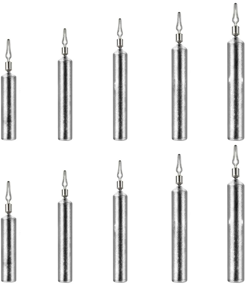 Loodgewichten - Visloodjes - Hengelloodjes - Visuitrusting - 3,5 g, 5 g, 7 g, 10 g, 14 g (twee stuks van elk) - Verschillende gewichten, geschikt voor verschillende waterstromingen - Geschikt voor bodemvissen en hengelen - Zilver