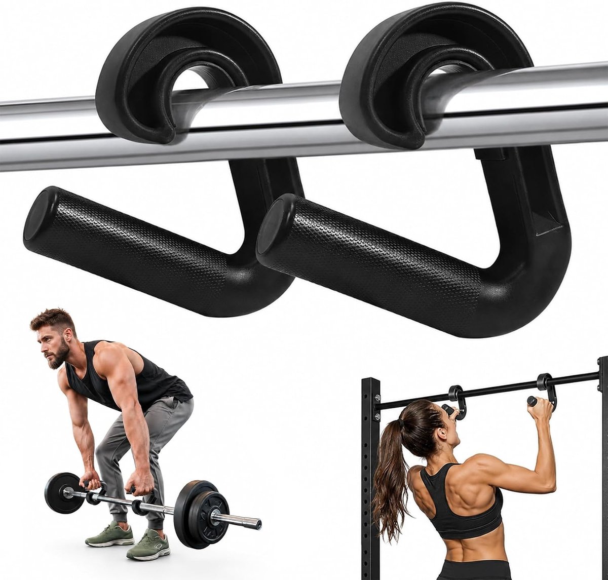 Optrekgrepen - Double D fitnessgrepen - antislip lattrekgreep - veelzijdige oefeningen - ShopVlot