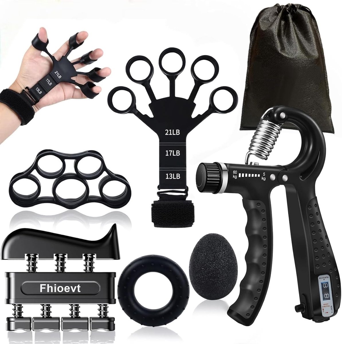 Hand Trainer & Finger Trainer Set - 6-delig - Verstelbare griptrainer - Versterk handkracht en flexibiliteit - ShopVlot