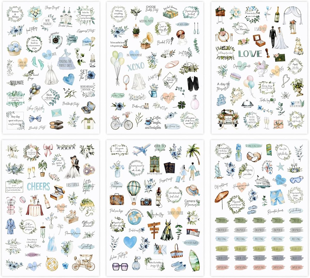 Bruiloftsstickers 230 stuks - zelfklevend pvc - voor gastenboek en decoratie - ideaal voor fotoalbum - ShopVlot