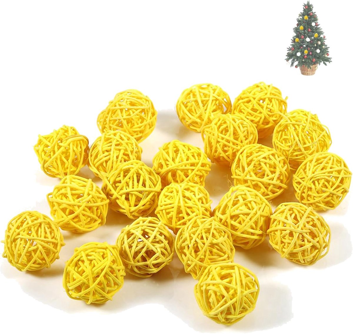 Rattan ballen decoratie 20pcs - gele rattan ballen - elegante uitstraling - perfect voor vazen - ShopVlot