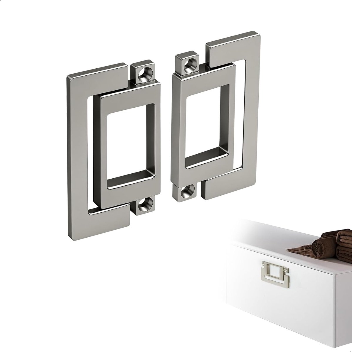 Set van 2 handgrepen - onzichtbare handgrepen - zinklegering in zilver-look - minimalistisch ontwerp voor kasten - ShopVlot