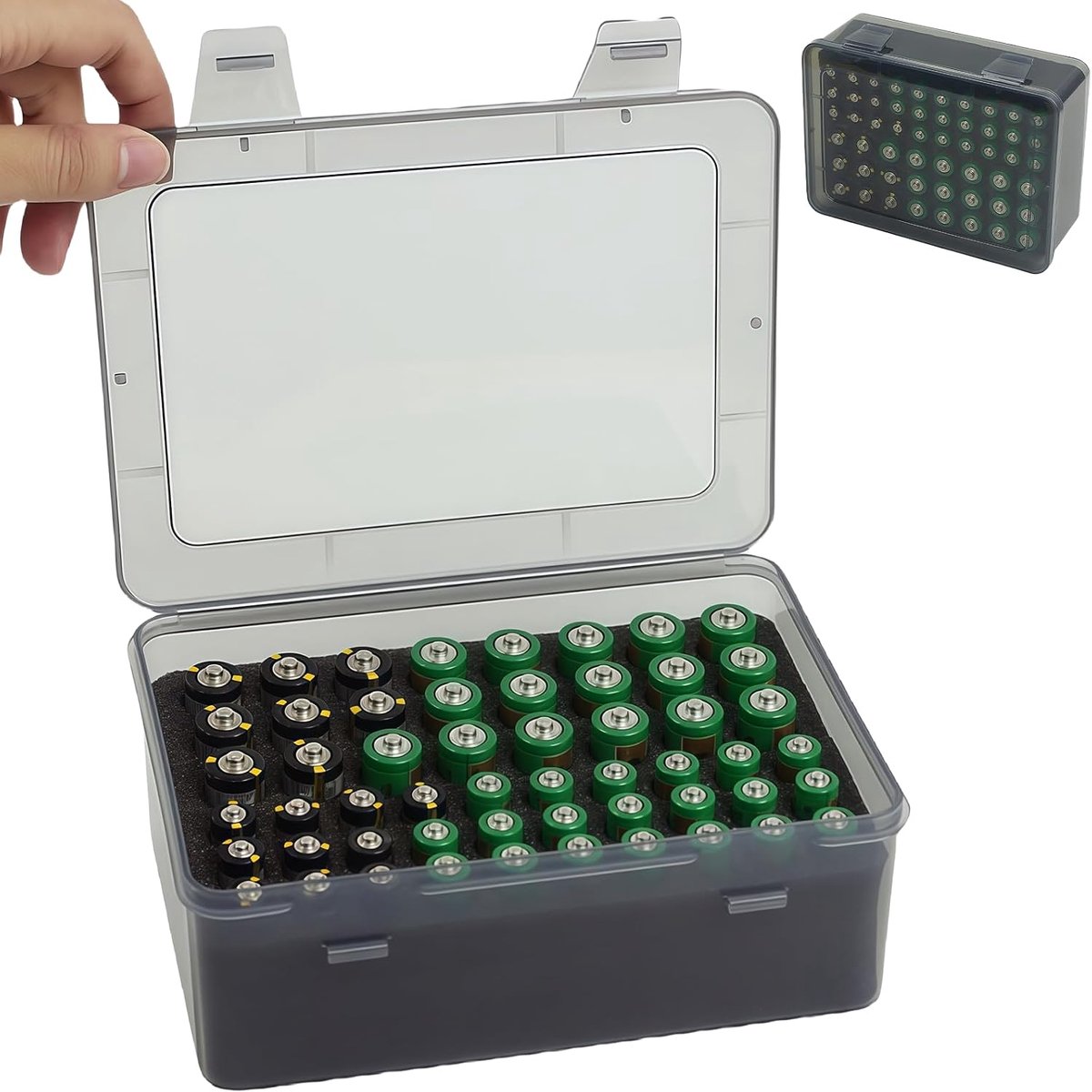 Batterijopslagdoos voor 24 AA en 30 AAA - Kunststof organizer - Beschermt batterijen - Houdt alles overzichtelijk - ShopVlot