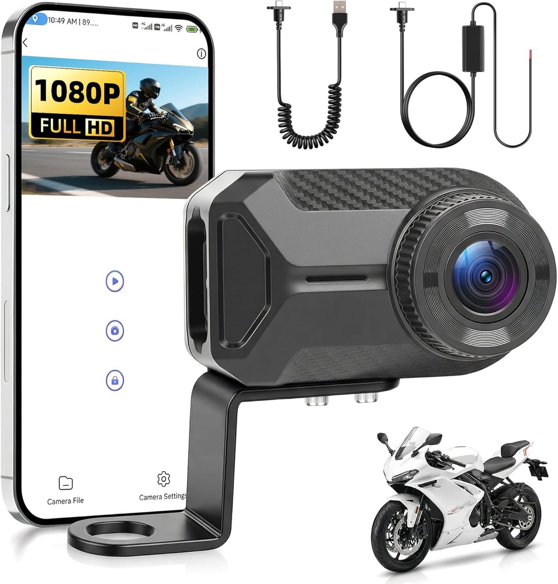 Motorcycle camera 1080P - nachtzicht - waterdicht IP66 - veilig filmen tijdens ritten - ShopVlot