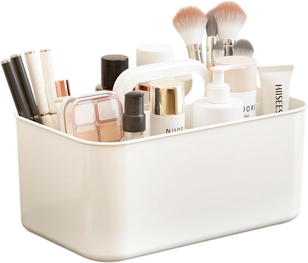 Tafelorganiser met vakken 25 x 15,5 x 15 cm - crème wit - PET materiaal - ideale opbergruimte voor kantoor - ShopVlot