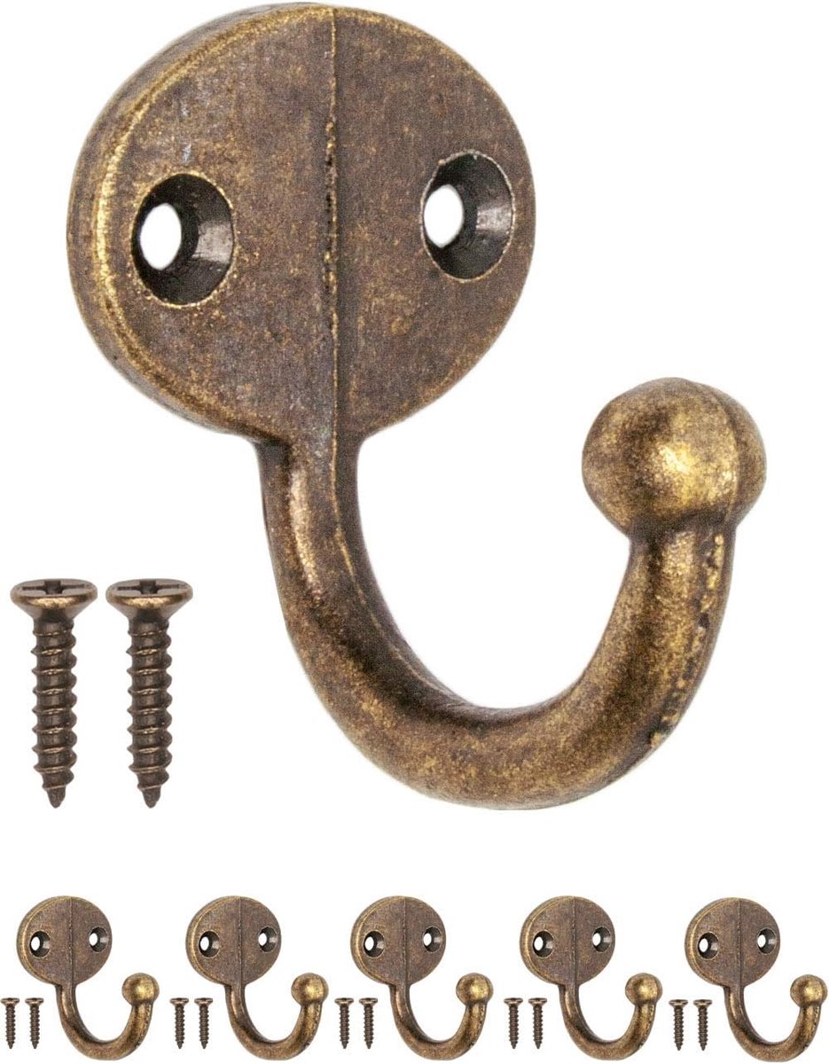 Kledinghaken set van 5 - bronzen design - ovalen 37 x 22 mm - stijlvolle oplossing voor handdoeken - ShopVlot