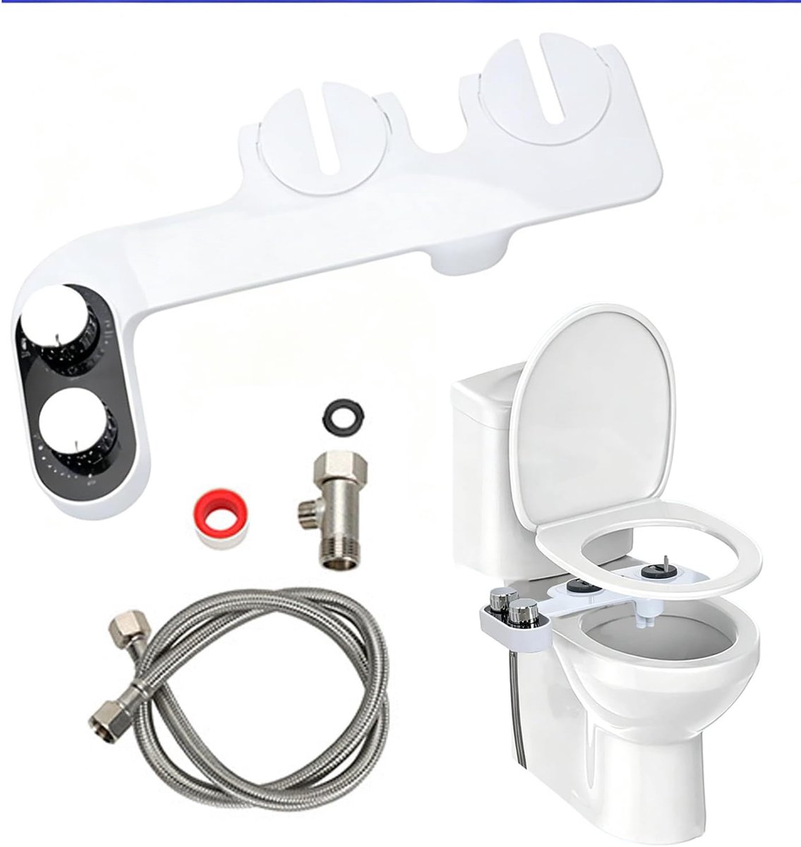 Bidet toiletzitting met dubbel mondstuk - niet-elektrisch - drukregeling - voor optimale reiniging - ShopVlot