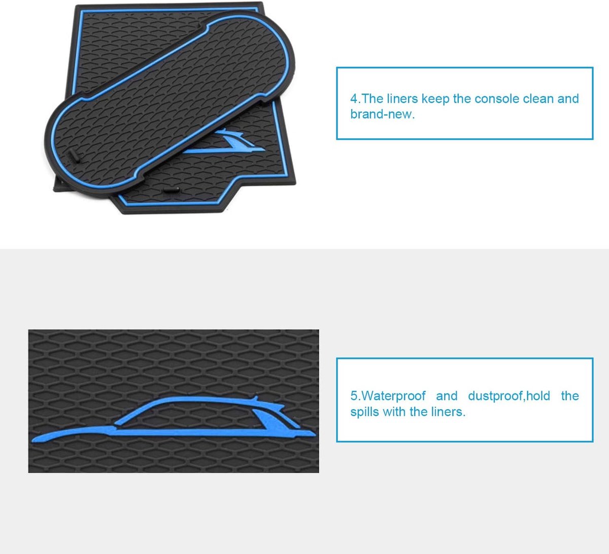 Rubber mat centerconsole VW T-ROC 2018-2022 - Blauw - Antislip - Bescherming tegen vuil en krassen - ShopVlot