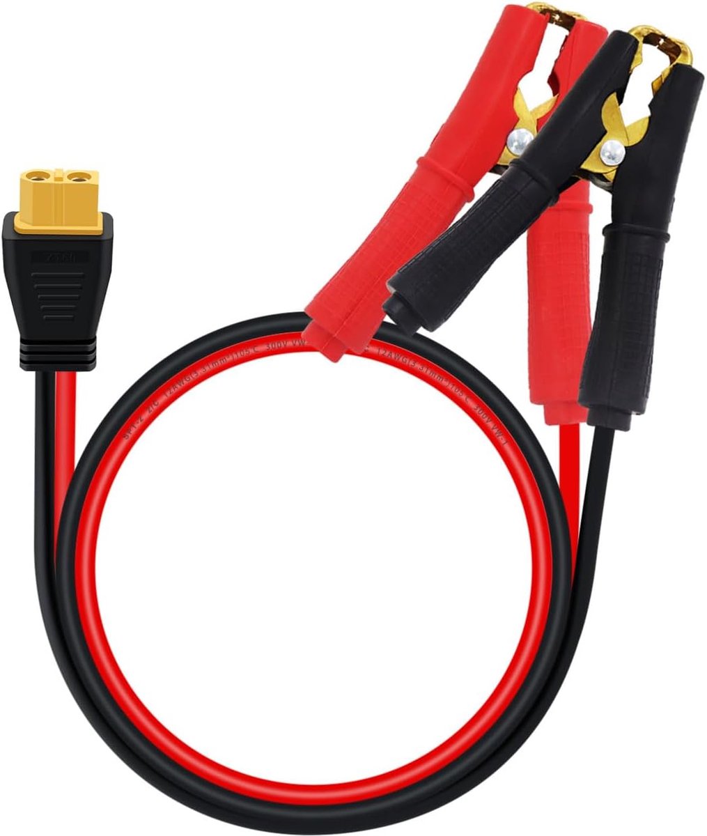 Crocodile Clamps Kabel 12V 30A - 12AWG XT60 met Krokodillenbekken - Flexibel en Hittebestendig - ShopVlot