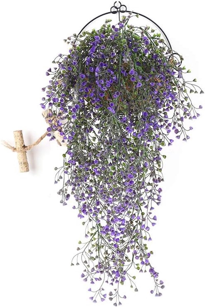 Rattan bloemenklimop 85cm - paarse decoratieve wandversiering - onderhoudsvrij - ideaal voor huis en tuin - ShopVlot