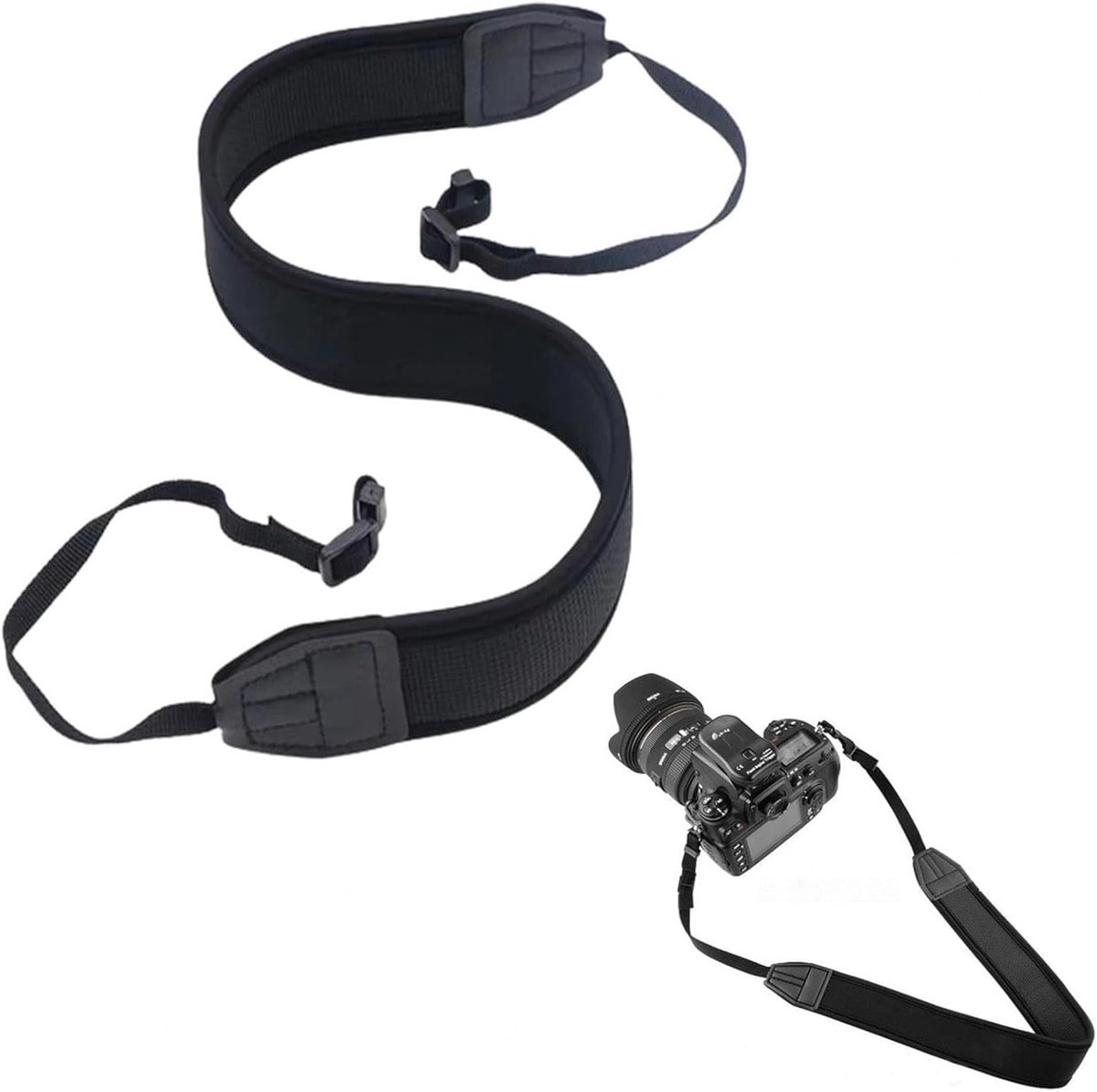Camera Strap verstelbaar - wasbare schouderband - geschikt voor alle DSLR camera's - optimale ondersteuning - ShopVlot