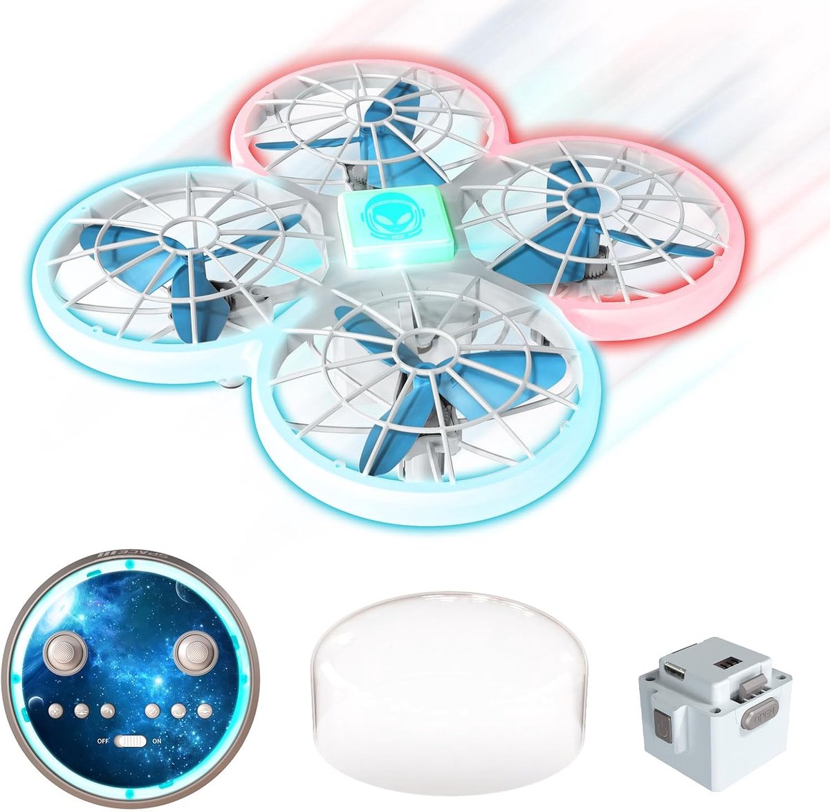 Mini-drone met afstandsbediening - LED-verlichting - volledig gesloten ontwerp - eenvoudig te besturen voor kinderen - ShopVlot