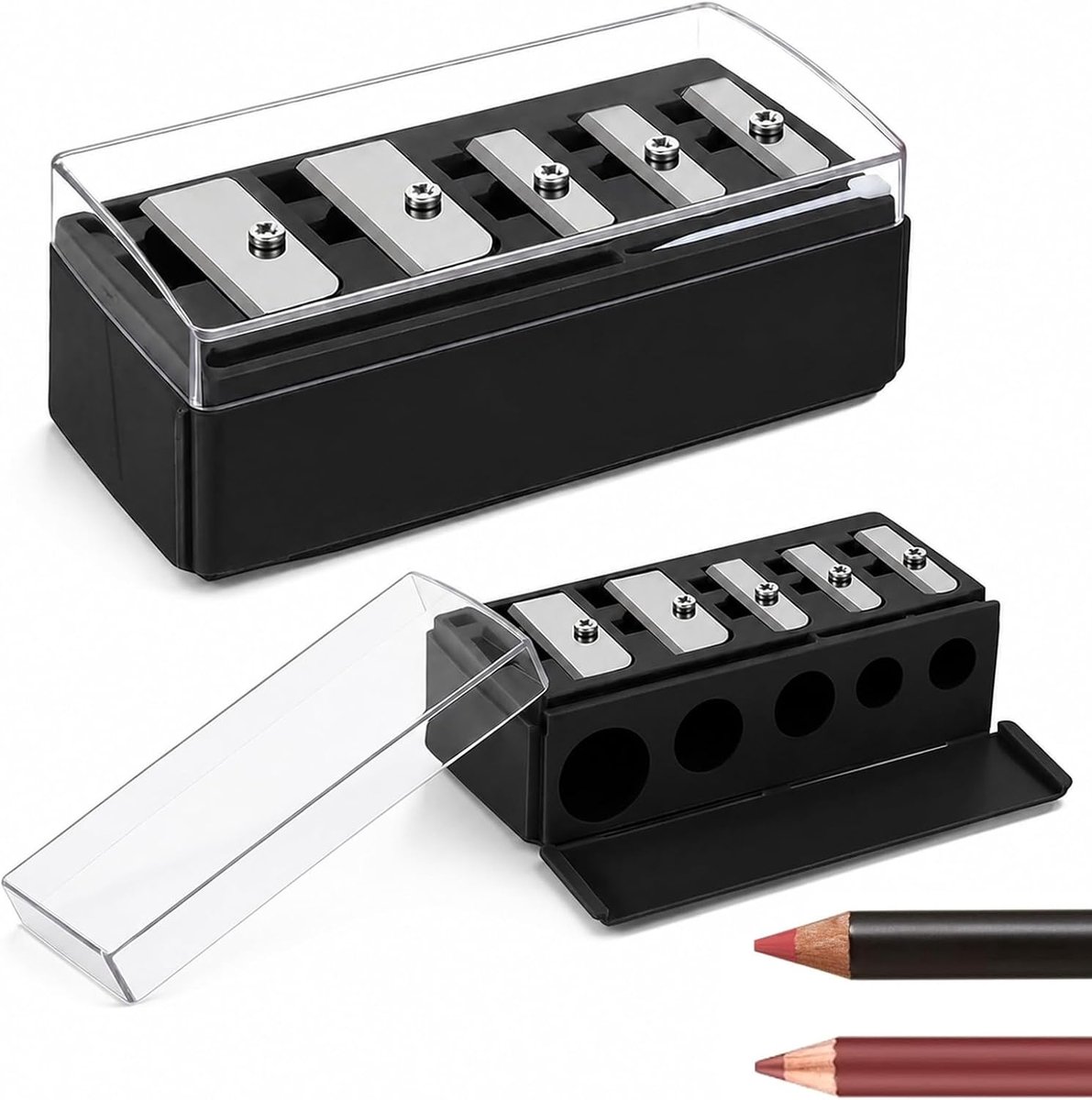 Puntenslijper kajalstift 5-gaats - Cosmetische puntenslijper - Voor verschillende penmaten - Perfect voor make-up - ShopVlot