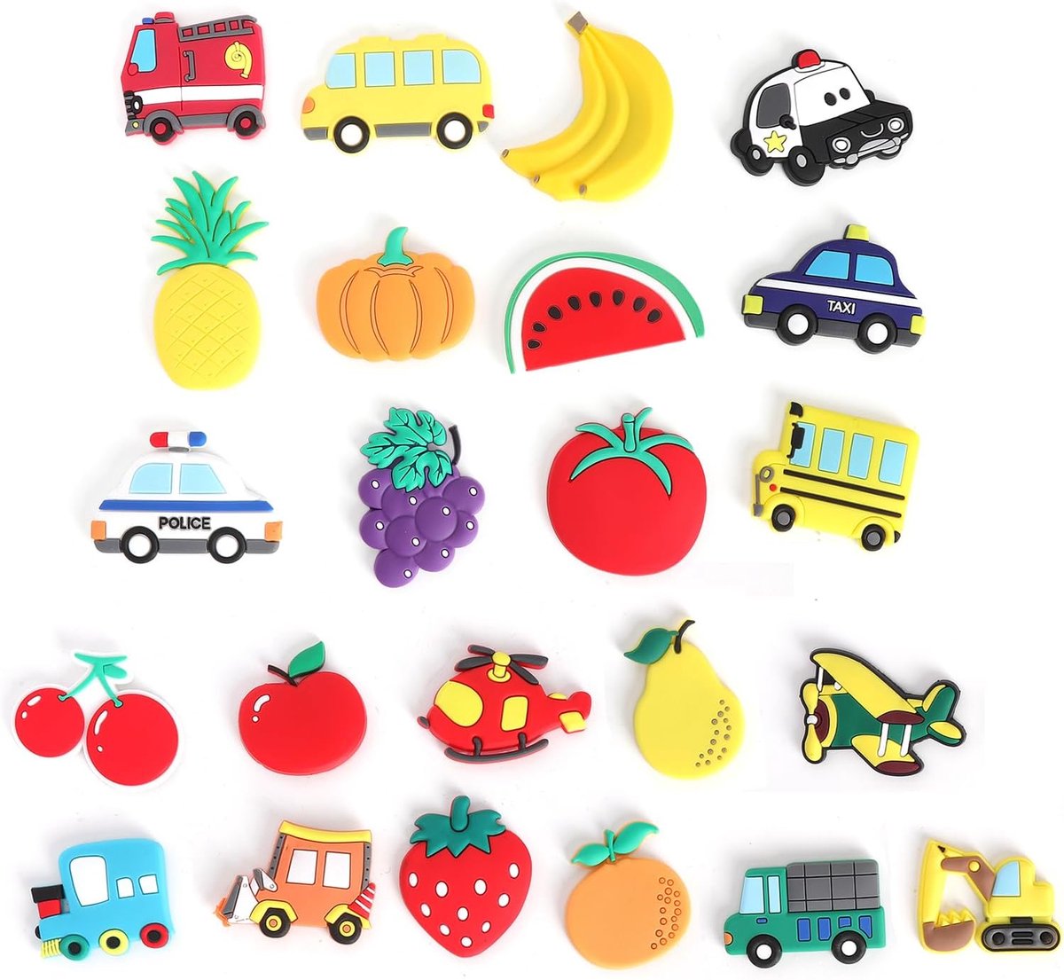Koelkastmagneten 23 stuks - fruit- en voertuigmotieven - sterke whiteboardmagneten - voor notities en decoratie - ShopVlot