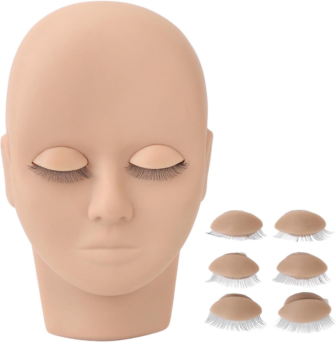 Lash mannequin hoofd - met 3 paar verwisselbare oogleden - dubbel laagse wimpers - ideaal voor wimperextensions - ShopVlot