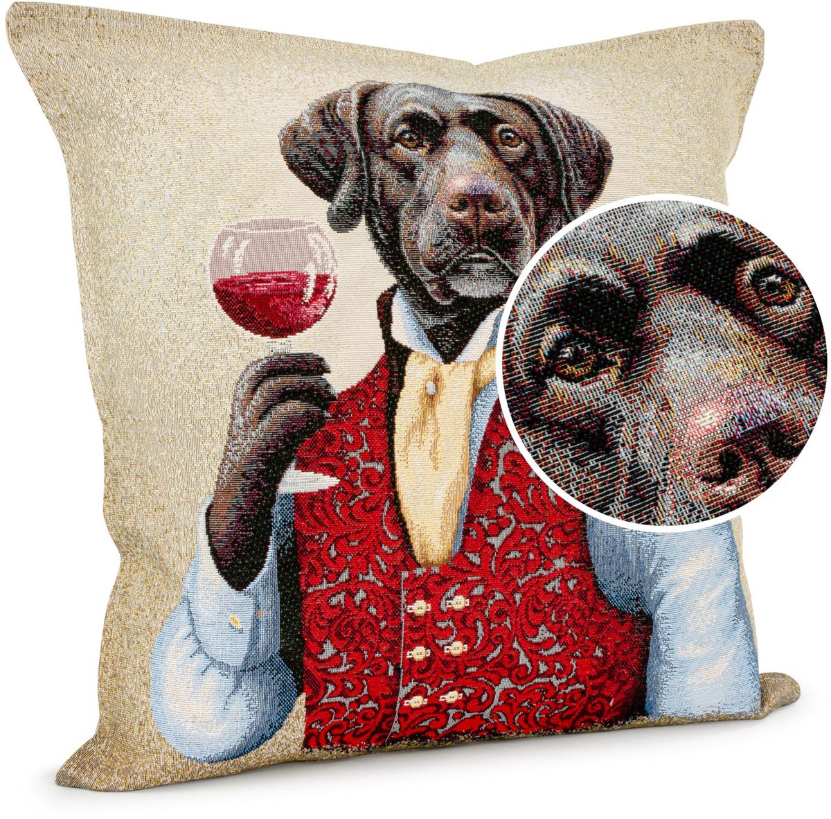 ANRO Sierkussen Labrador 45x45cm – Jacquard Gobelin Inclusief Vulling Bank Woonkamer Decoratief
