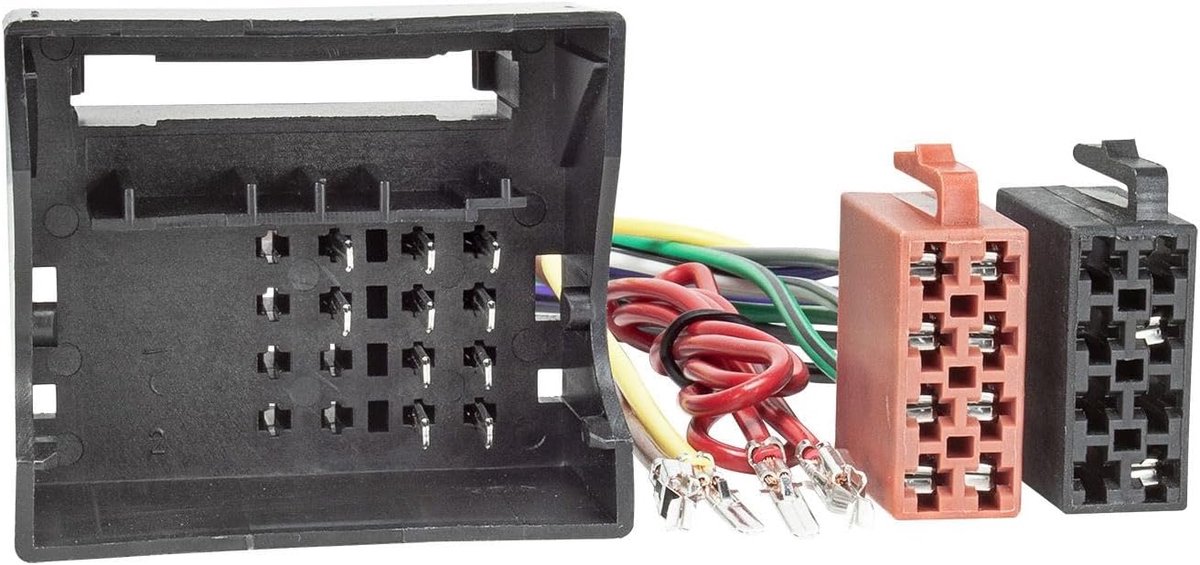 radio adapter kabel - Quadlock naar 16 Pin ISO - extra rood kabel - eenvoudig aansluiten - ShopVlot