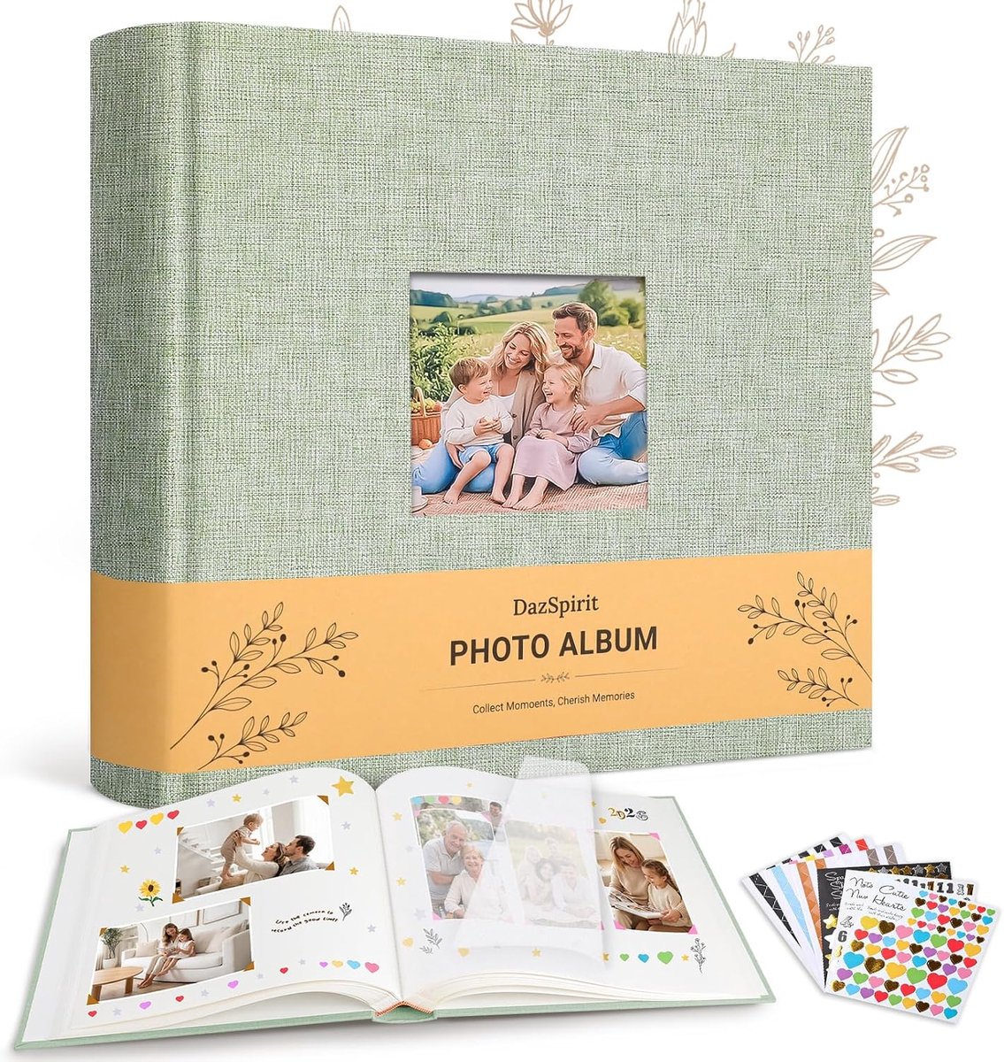 Fotoalbum XXL Linnen Plakalbum - 100 Witte Pagina’s - Persoonlijk Fotovenster - Bewaar tot 400 Foto’s - ShopVlot