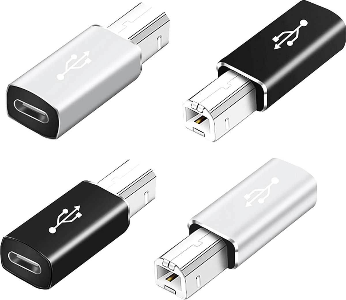USB C naar USB B Adapter 4-Pack - USB C Vrouwelijk naar Printer Mannelijk - ShopVlot