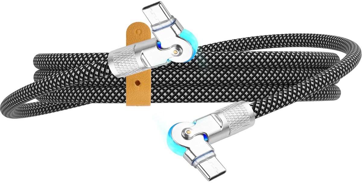 USB C naar USB C kabel 1m - 180° draaibaar - gevlochten materiaal - snel opladen - ShopVlot