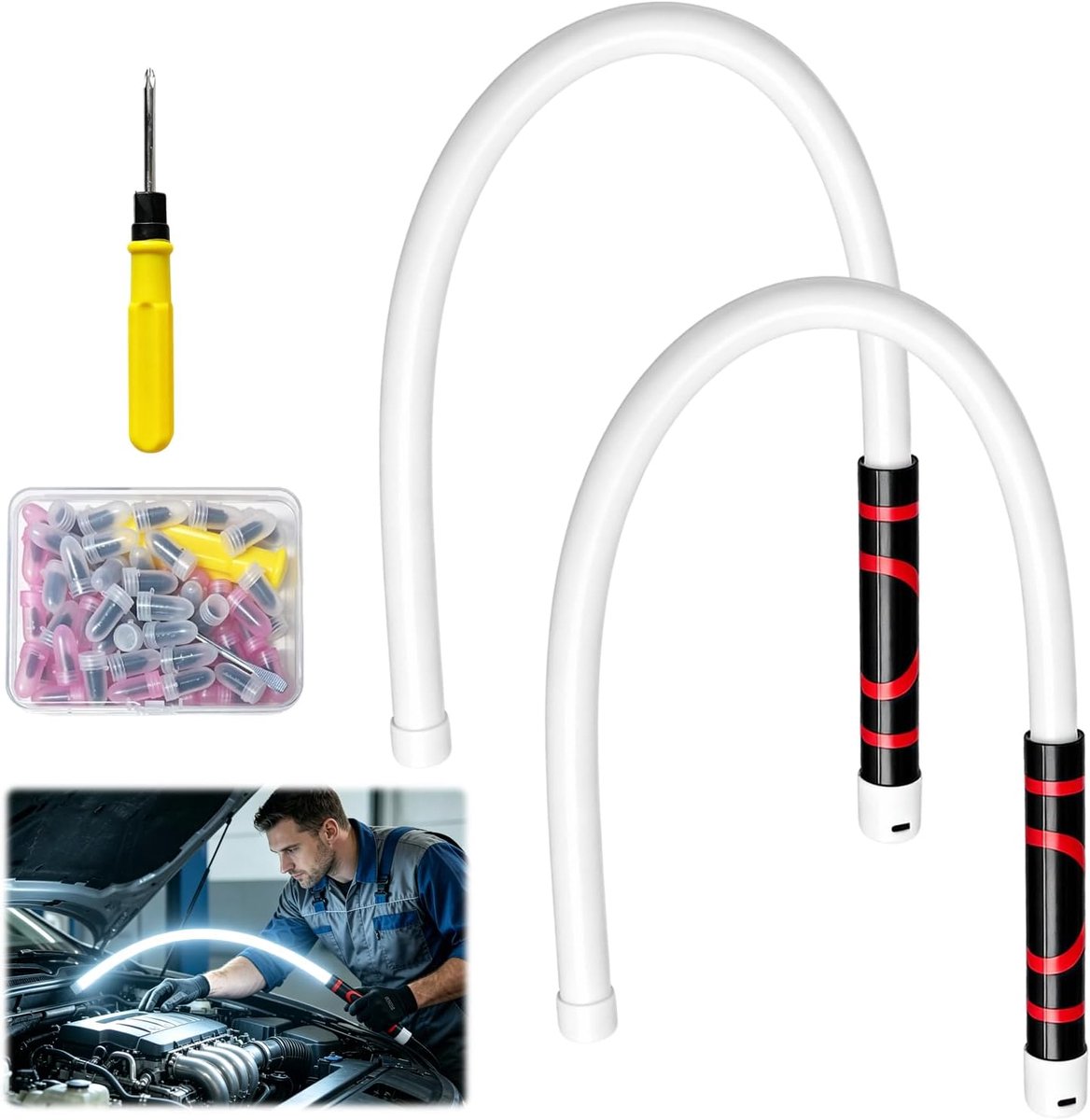 flexibele led-werklampen 2 stuks - 3 verlichtingsmodi - inclusief bandenreparatiespagels en schroevendraaier - ShopVlot