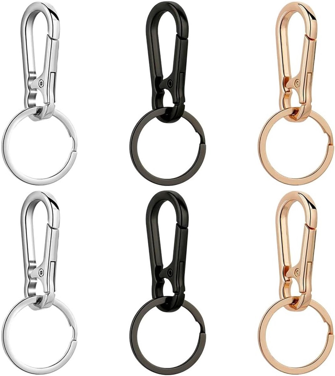 sleutelhanger clip 6 stuks - zinklegering - stevige haak - ideaal voor snel losmaken - ShopVlot