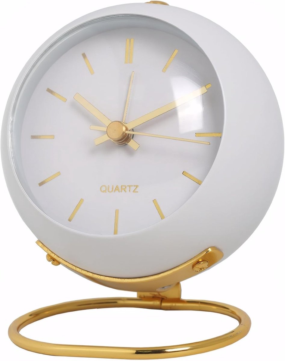 Analogwekkers Retro 4,3 inch - Metaal met Gouden Accenten - Stil en Zonder Tikken - Perfect voor Slaapkamer - ShopVlot