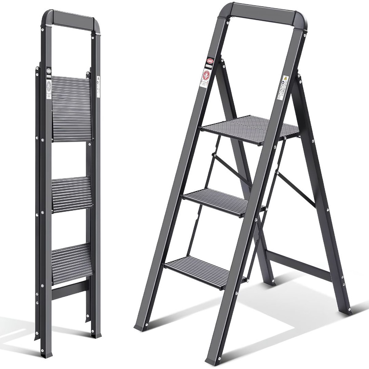 VALI® Huishoudtrap 5 Treden - Huishoudtrap - Ladder - Zwart - 117cm x 45cm x 109cm