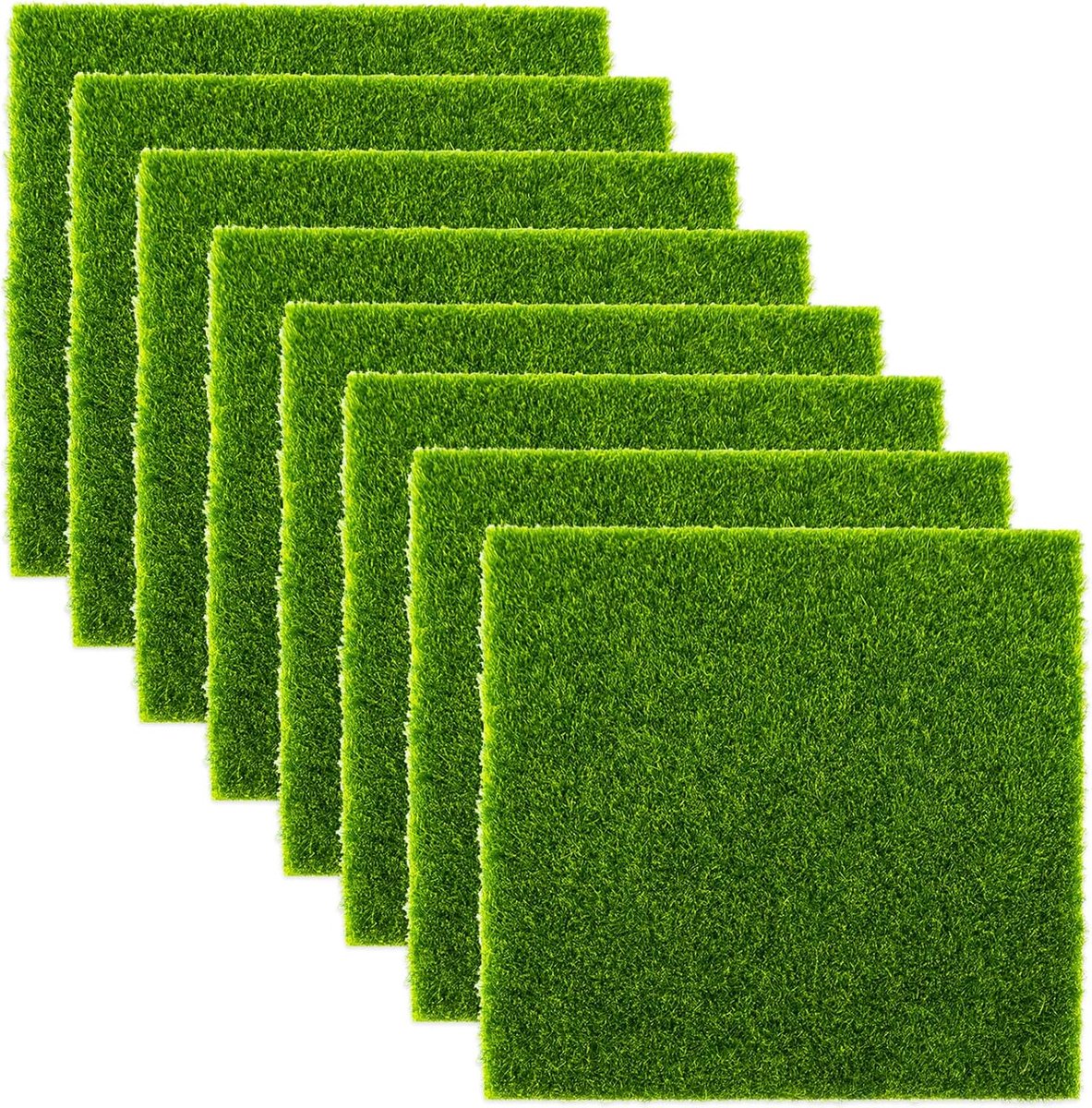 Kunstgras decoratie 15x15cm - Miniatuur mos - 9-delig set - Ideaal voor micro landschappen - ShopVlot