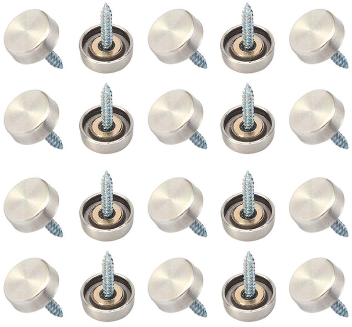 Decoratieve schroefdeksels 16mm - roestvrij staal - gepolijst - ideaal voor spiegels en meubels - ShopVlot