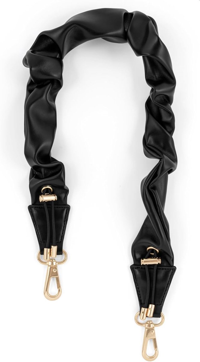 Schouderriem voor tas verstelbaar 34-70 cm - zwart geplooid - elegant design - perfect voor handtassen - ShopVlot