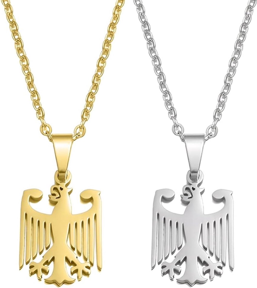 Duitse adelaarsketting 2 stuks - roestvrij staal 304 - waterdicht, hypoallergeen - perfect cadeau voor mannen - ShopVlot