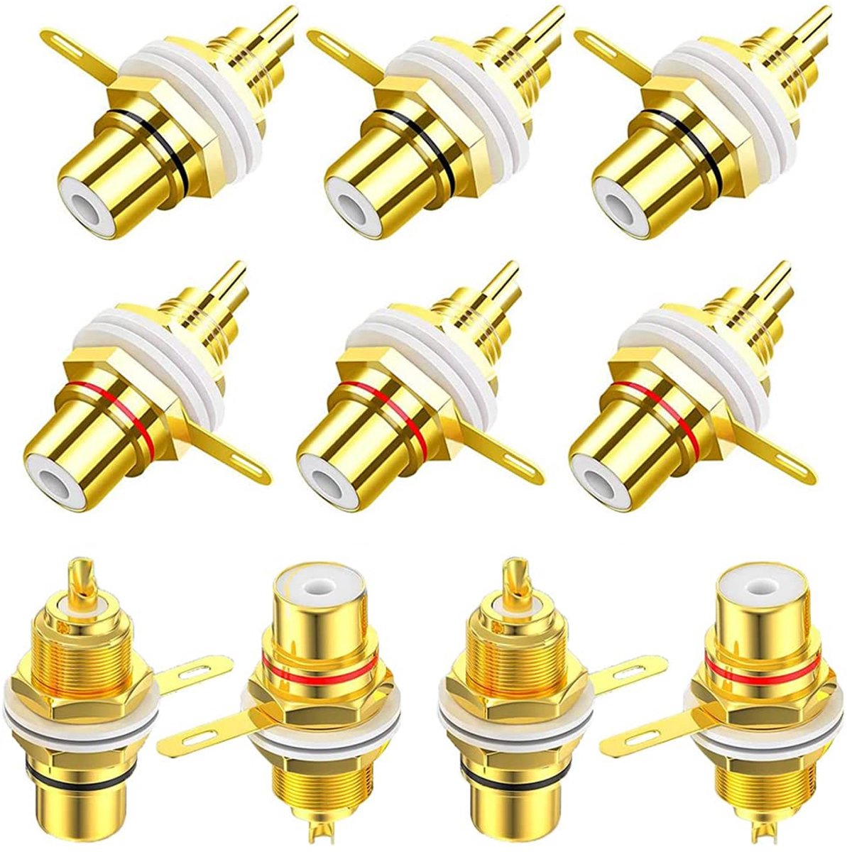 RCA connector 10 stuks - vrouwelijke chassisadapter - goudgeplateerd - eenvoudig te installeren - ShopVlot
