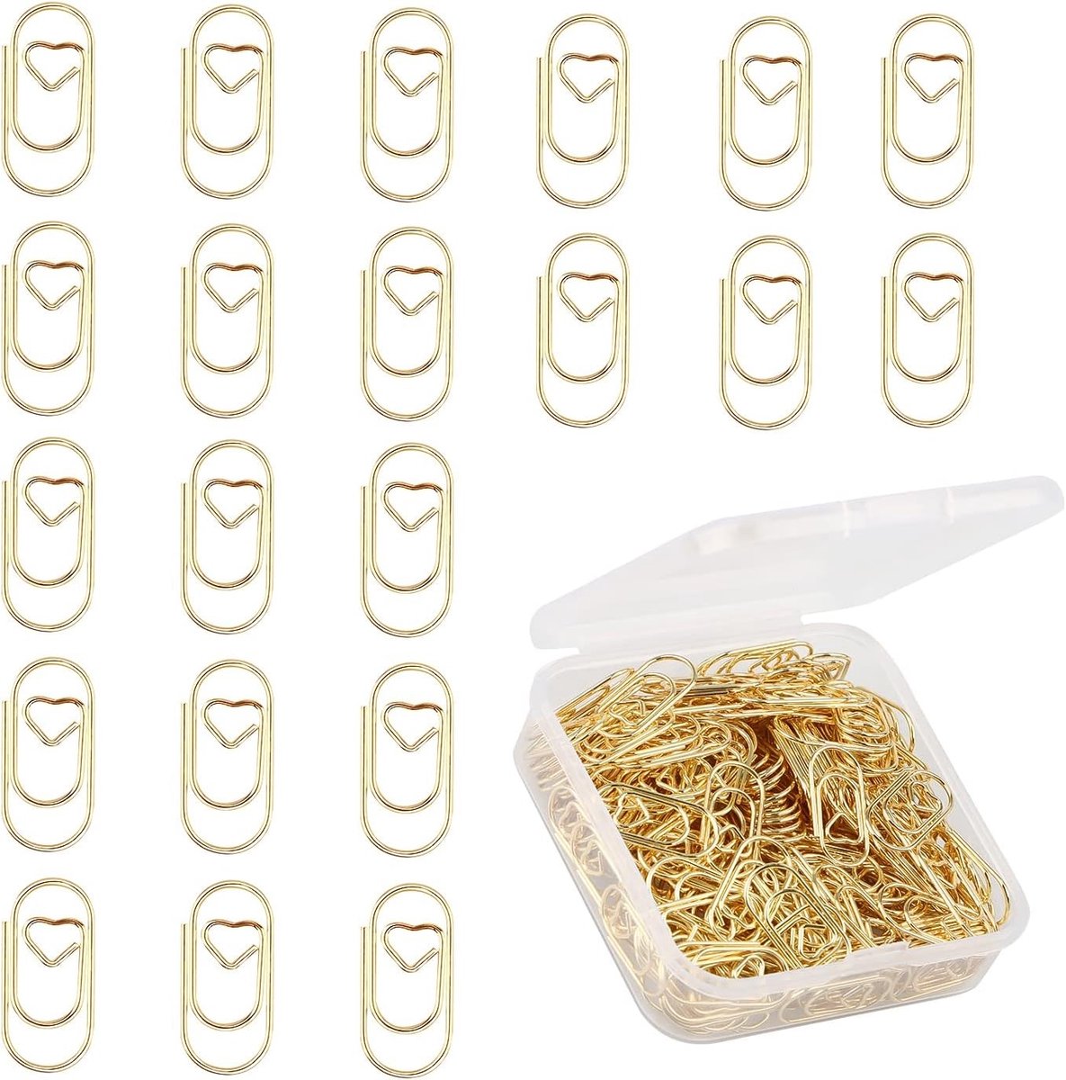 Hartvormige Paperclips - Goud - 0,79 inch - Metaal - Voor Kantoor, School en Organisatie van Documenten