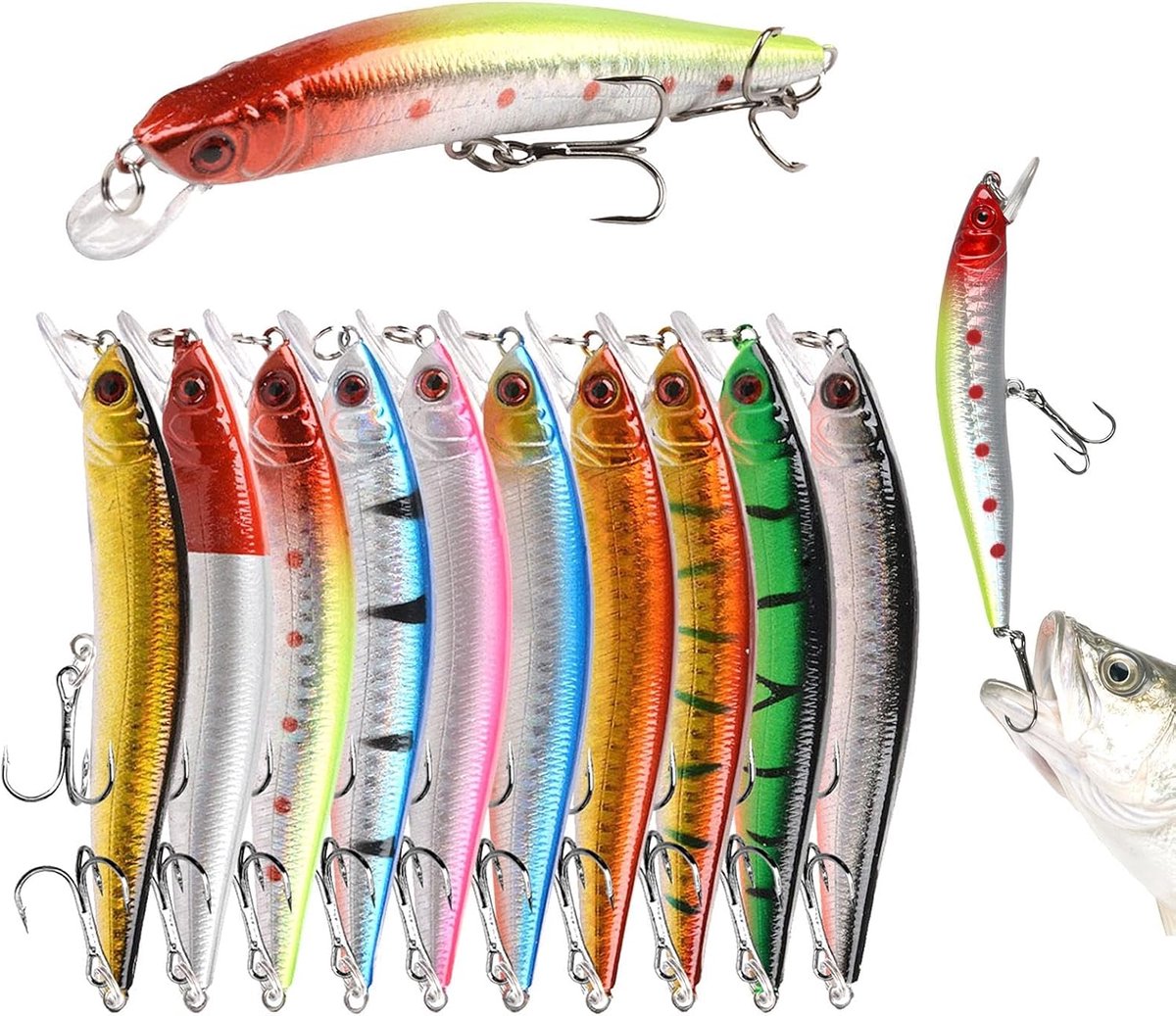3D-visaas 10 cm - hard kunststof - drievoudige haak - ideaal voor snoek en zwartbaars - ShopVlot