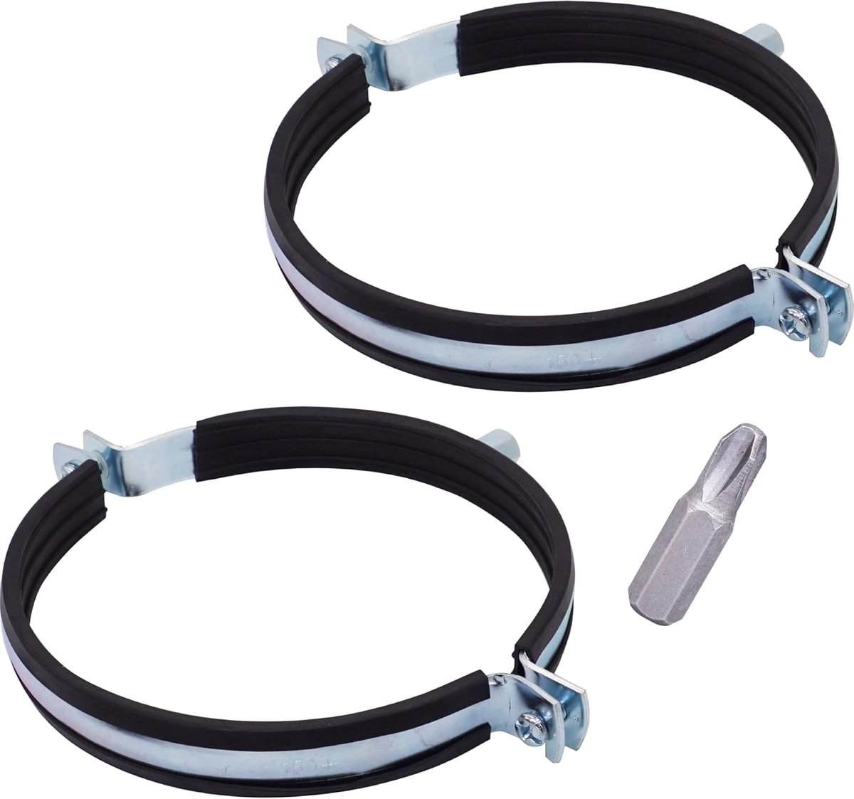 2x Stevige Buisbeugels 150mm met Rubberen Voering - Wand- & Plafondmontage Pijpklemmen