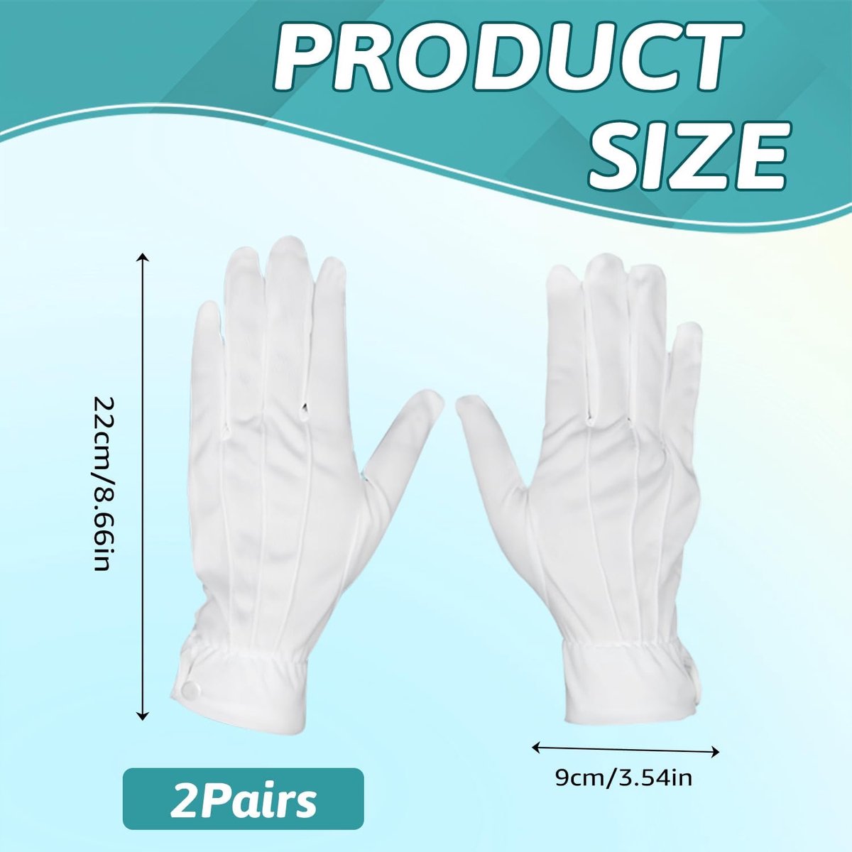 Nylon Katoenen Handschoenen 2 Pairs - Wit met Drukknop - Zweetbestendig Nylon - Geschikt voor Cosplay - ShopVlot