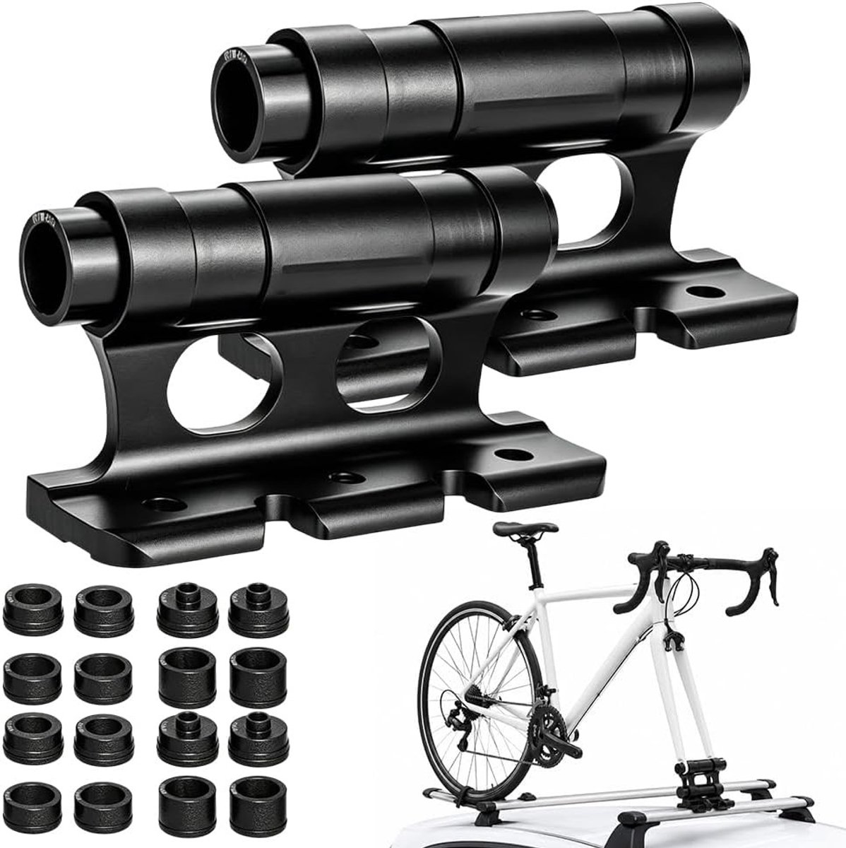 Vorkbevestiging Fiets - Zwart - 12 x 12 x 4 cm - Aluminium Vorkhouder voor Fietsdakdrager - Voor SUV en Aanhanger