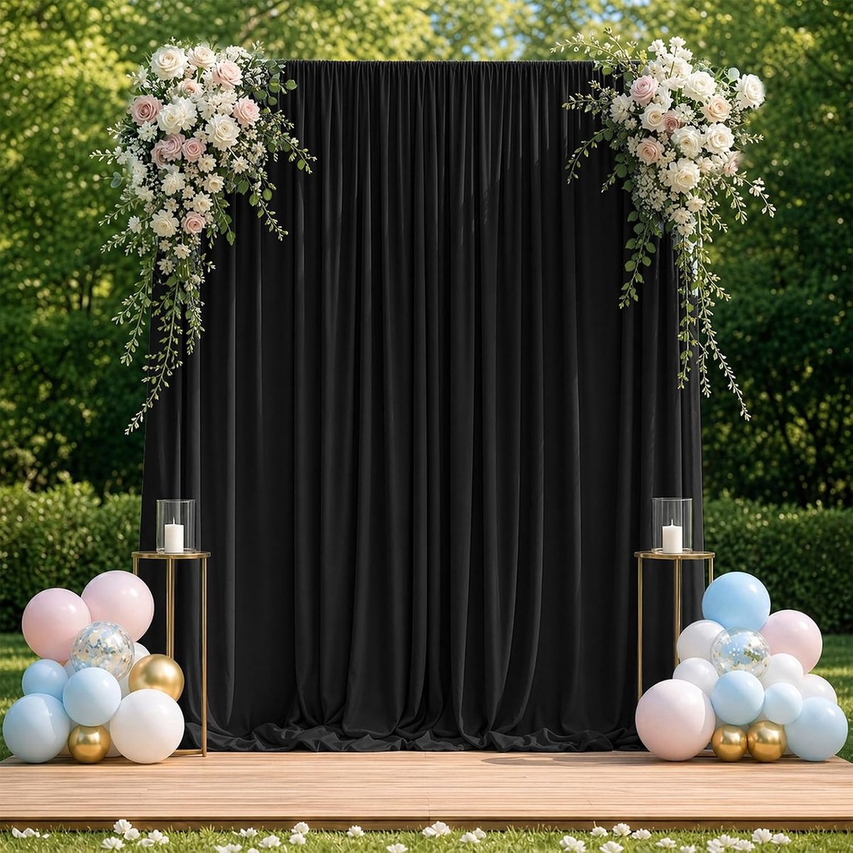 Achtergrondgordijn 3 x 3 m - Zwart - Achtergrondstof - Perfect voor feesten - ShopVlot