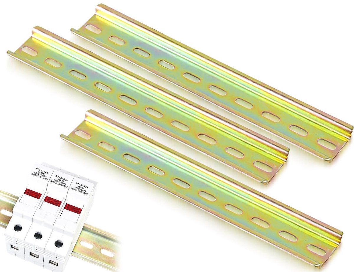 DIN rails set 20 cm - metalen montage rails - betrouwbare kabelhouder - ideaal voor wandmontage - ShopVlot