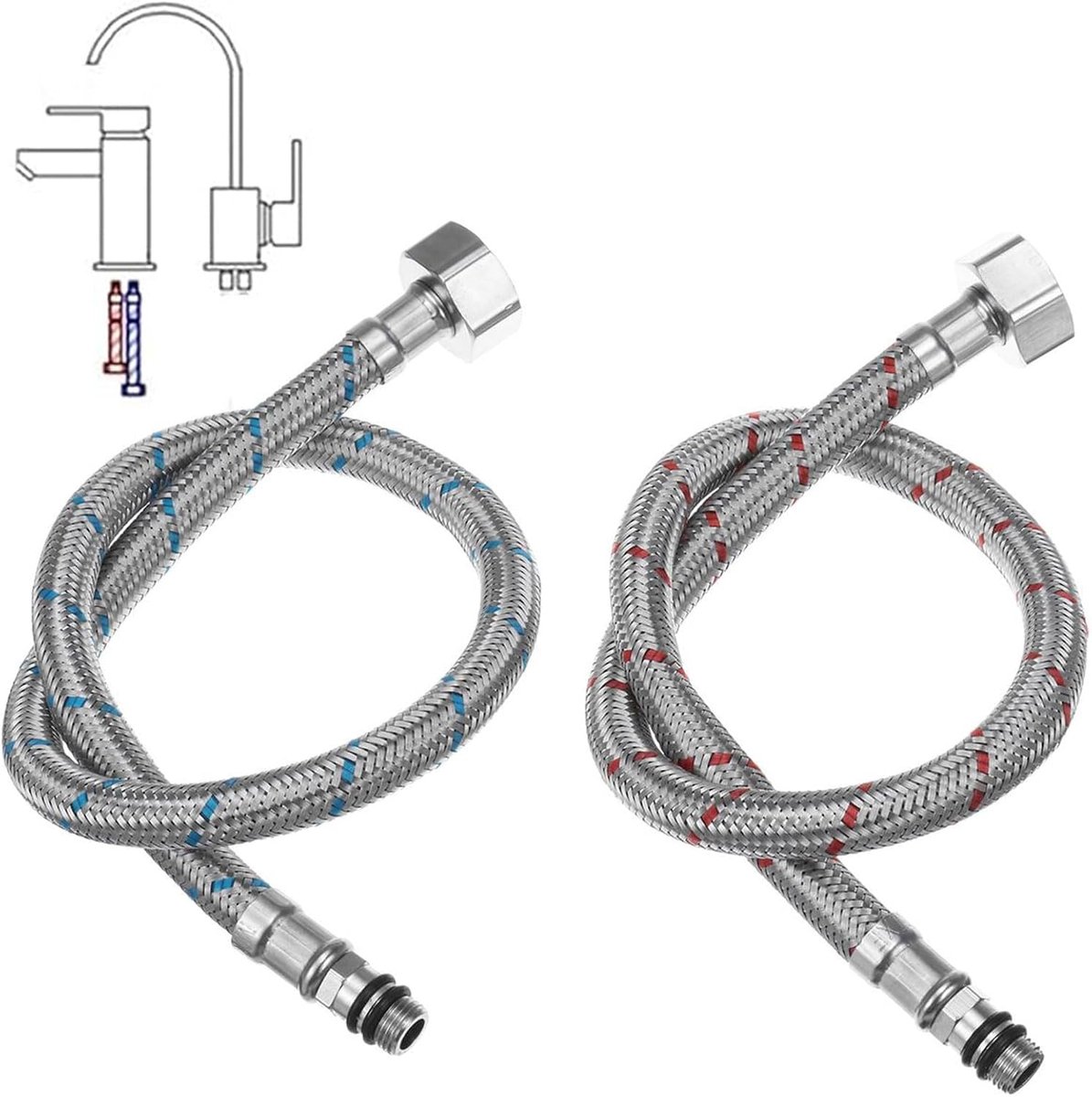 Kraan Slang 80 cm - G3/8 Aansluiting - Rvs Gewoven Slang - Ideaal voor Mengkraan Keuken - ShopVlot