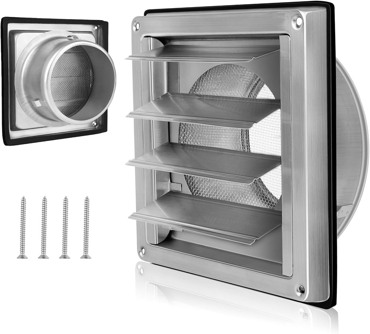 Ventilatierooster 150 mm - RVS met insectenmesh - Weerbestendige afdekkap - Ideaal voor ventilatie - ShopVlot