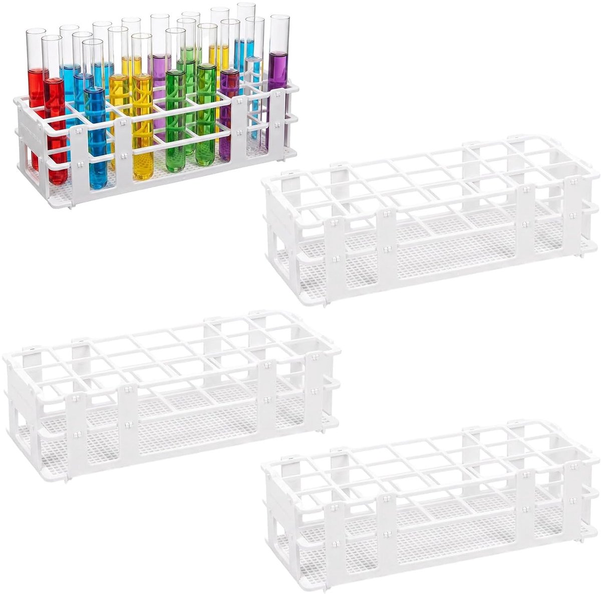 Reageerbuisstandaard set van 4 - stevig materiaal - veilige opslag - ideaal voor laboratoria - ShopVlot