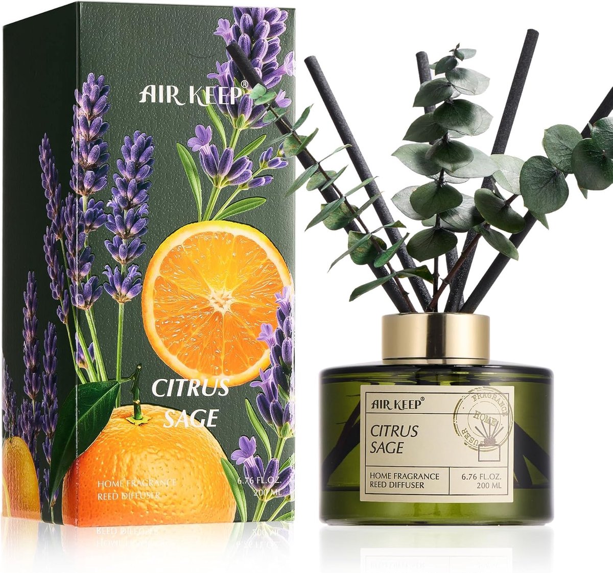 Geuroplossers 200 ml - Citrus & Salie - Geurverspreider met Stokken - Tot 90 dagen geurbeleving - ShopVlot