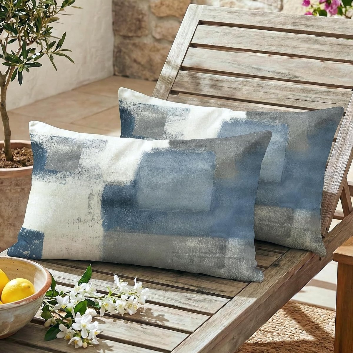 Kussenhoes 30 x 50 cm - Waterdicht - Abstract olieverf design - Perfect voor tuin en balkon - ShopVlot