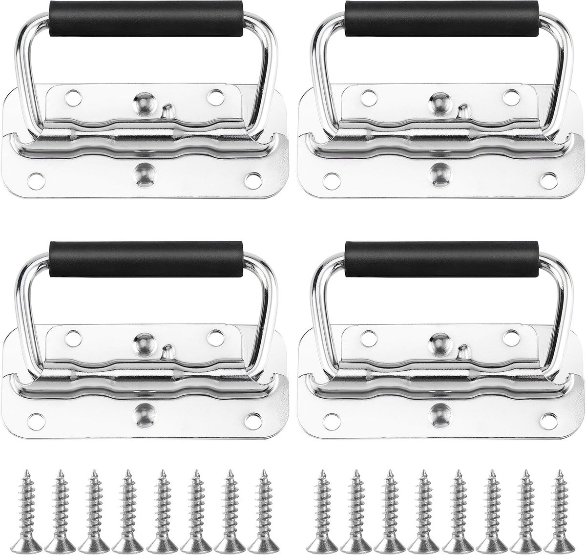 4-delige klapgrip set van roestvrij staal voor gereedschapsboxen, luidsprekerboxen en toolboxen (100mm)